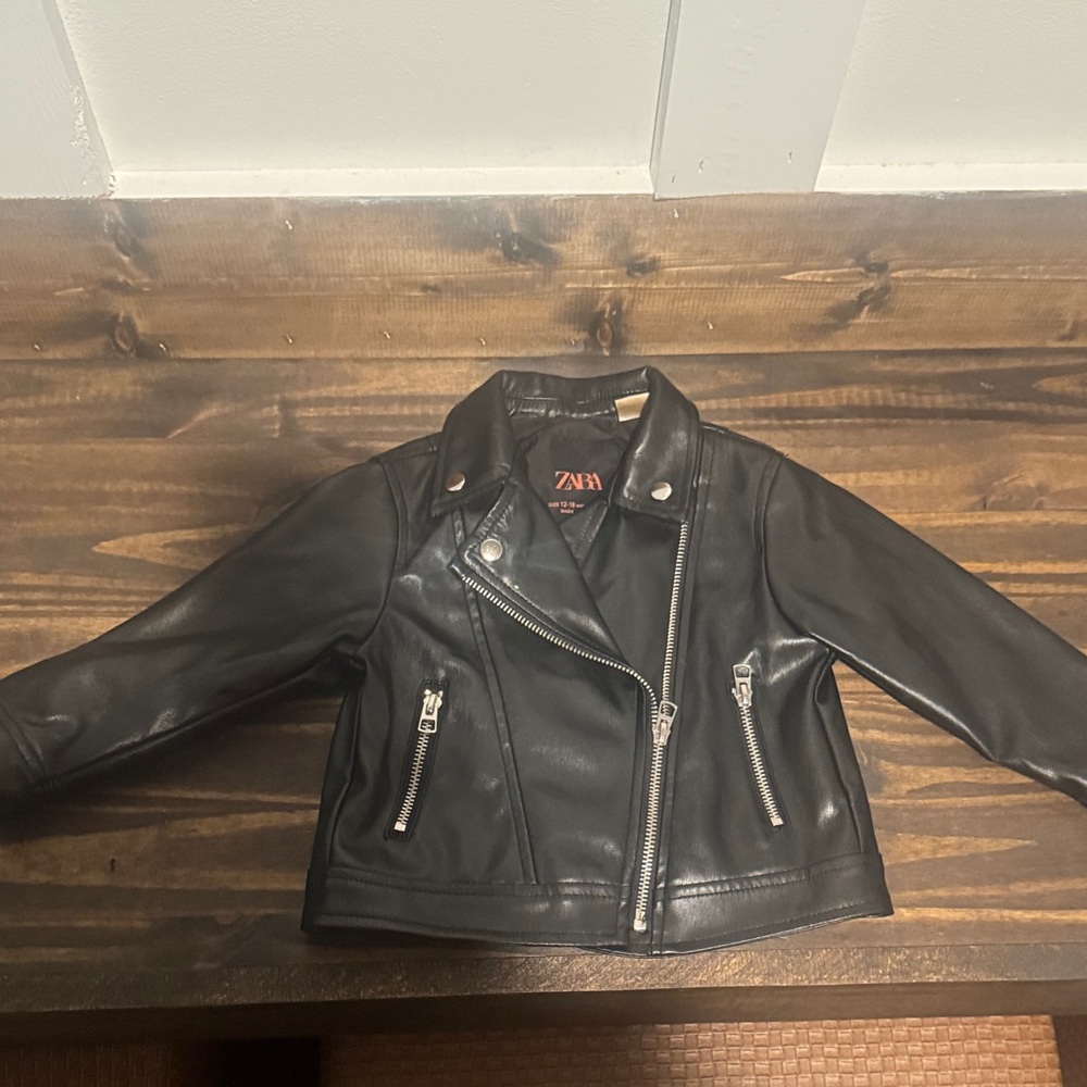 Zara Black Faux Leather Biker Jacket